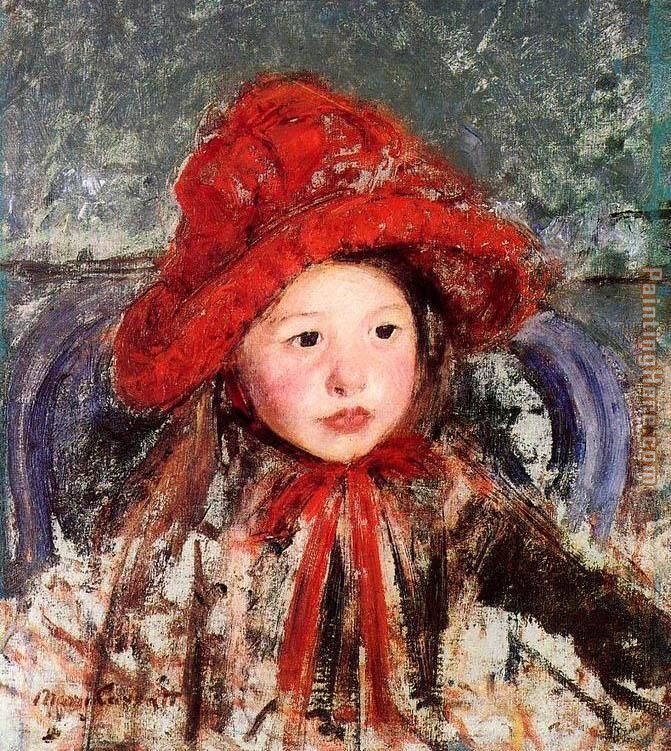 Little Girl In A Large Red Hat painting - Mary Cassatt Little Girl In A Large Red Hat art painting